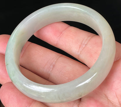Natural Burmese Jadeite Jade Bangle – Icy Light Apple Green and Forest Green Hue – 55 mm – JB074