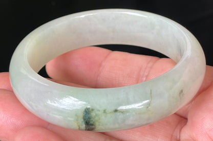 Natural Burmese Jadeite Jade Bangle – Icy Light Apple Green and Forest Green Hue – 55 mm – JB074