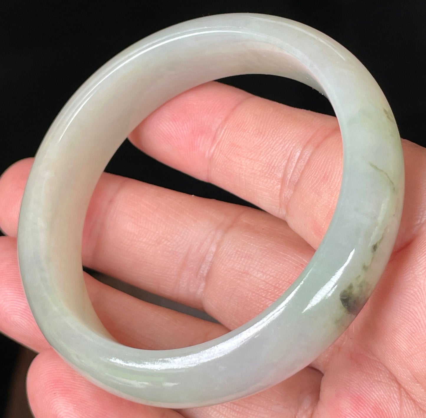 Natural Burmese Jadeite Jade Bangle – Icy Light Apple Green and Forest Green Hue – 55 mm – JB074