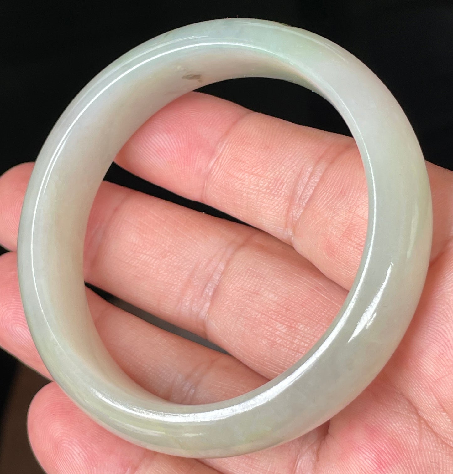 Natural Burmese Jadeite Jade Bangle – Icy Light Apple Green and Forest Green Hue – 55 mm – JB074