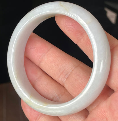 Natural Certified Burmese Jadeite Jade Bangle – Icy Light Lavender, Milky White with Honey Hues – 57mm – JB359