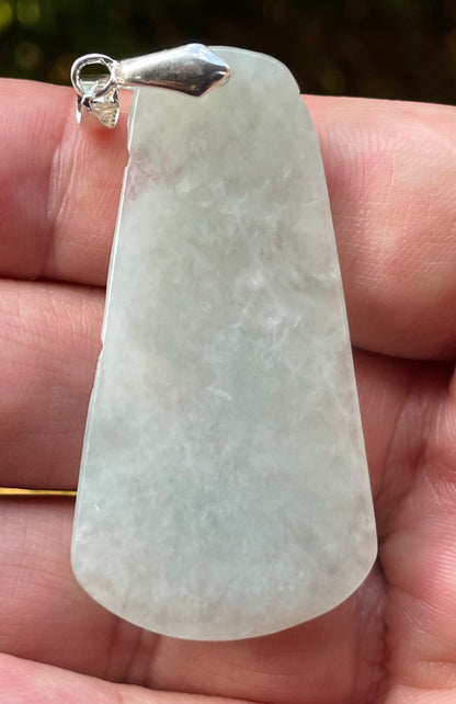 Natural Burmese Jadeite Jade Pendant – Milky White & Apple Green – Hand-Carved Lion Motif – JP090