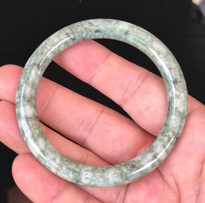 Natural Burmese Jadeite Jade Bangle – Icy Imperial Green & Apple Green – Princess Cut – 57mm – JB372
