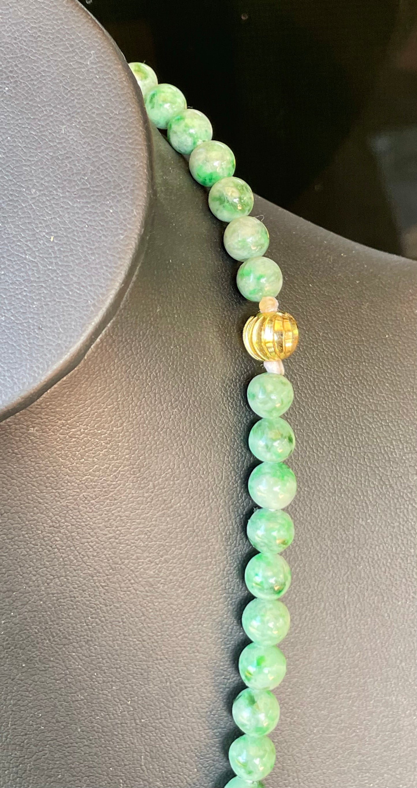 Natural Certified Burmese Jadeite Jade Beaded Necklace – Icy Imperial & Emerald Green – 6.5mm Beads – JN001