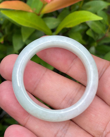 Vitreous luster and fine texture of the authentic Myanmar jade flat inner baby bangle JB883
