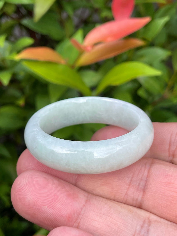 Vitreous luster and fine texture of the authentic Myanmar jade flat inner baby bangle JB883