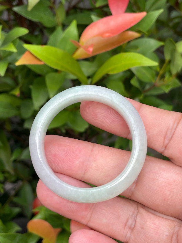 Vitreous luster and fine texture of the authentic Myanmar jade flat inner baby bangle JB885