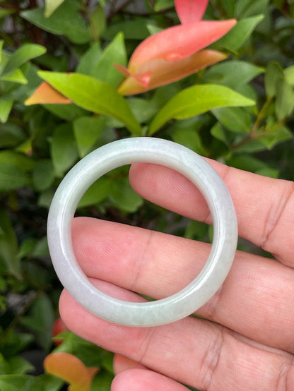 Vitreous luster and fine texture of the authentic Myanmar jade flat inner baby bangle JB885
