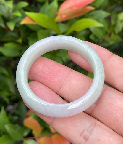 Vitreous luster and fine texture of the authentic Myanmar jade flat inner baby bangle JB885