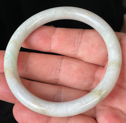 Glassy luster and fine crystalline texture of the authentic Myanmar jade princess cut bangle JB240