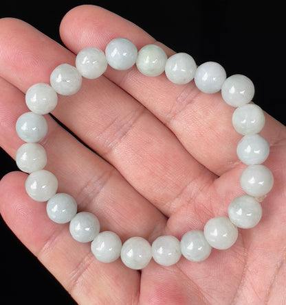 Vitreous luster and fine texture of the authentic Myanmar hand-shaped jade bead bracelet JBB134