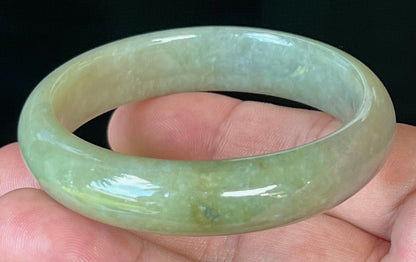 Flat inner profile of 62.1mm icy green Burmese jade bangle JB1302