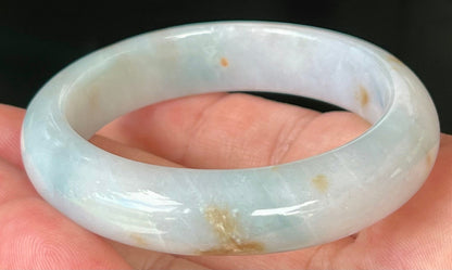 Flat inner profile of 62.1mm icy green Burmese jade bangle JB1302