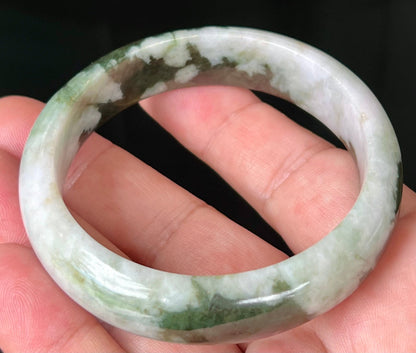 Flat inner profile of 62.1mm icy green Burmese jade bangle JB1302