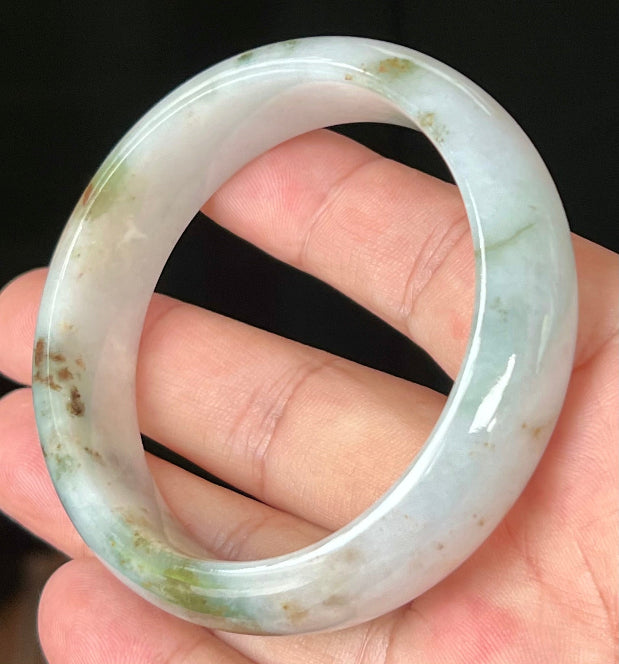 Flat inner profile of 62.1mm icy green Burmese jade bangle JB1302