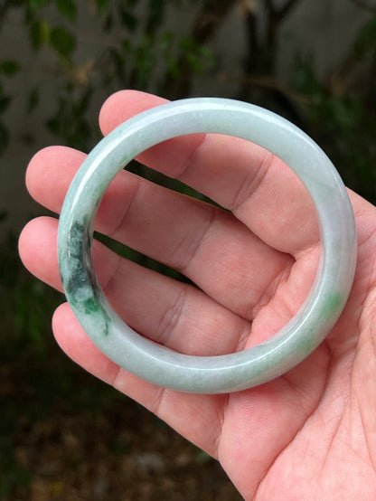 Regular round profile of 60.5mm icy green Burmese jade bangle JB1316