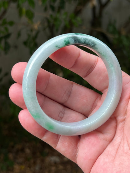 Regular round profile of 60.5mm icy green Burmese jade bangle JB1316
