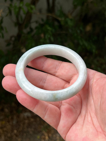 Round profile of 62.2mm icy white Burmese jade bangle JB1314