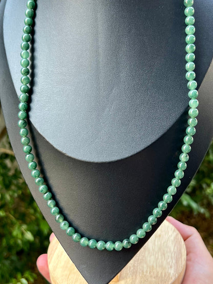 Continuous circle of perfectly round icy imperial and apple green genuine Grade A Burmese jadeite beads