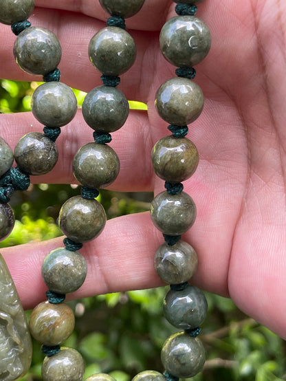 Certified Green Jade Feng Shui Dragon Necklace for Protection