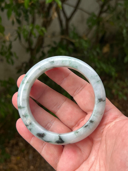 Flat inner profile of 62.7mm icy white Burmese jade bangle JB1315