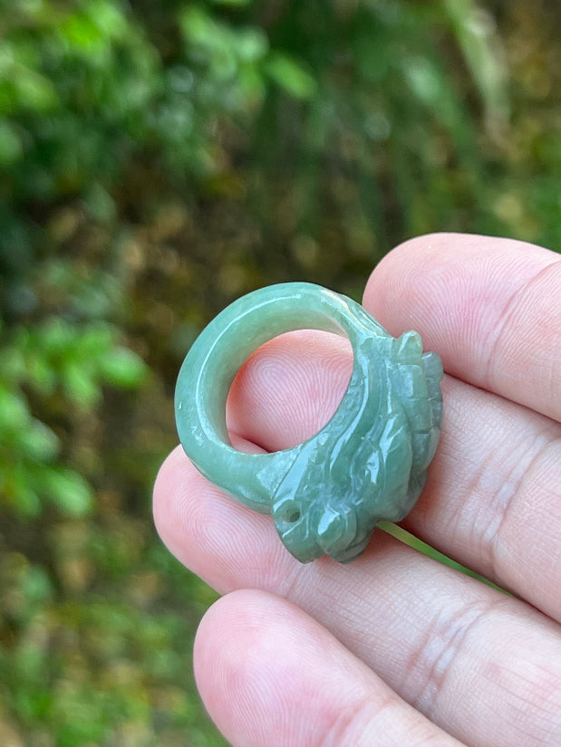 Soft vitreous luster and earthy appearance of hand-sculpted Grade A Myanmar jadeite jewelry