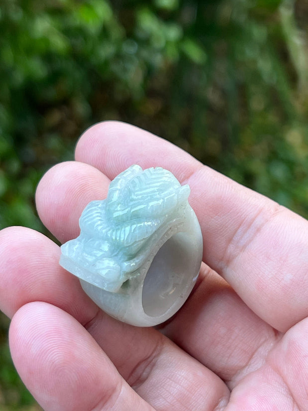 Soft vitreous luster and dimensional appearance of hand-sculpted Grade A Myanmar jadeite jewelry