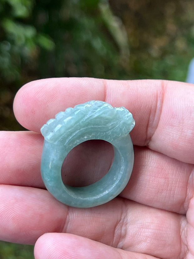 Comfortable medium profile band of Size US 9.25 natural Grade A jadeite ring JDR010