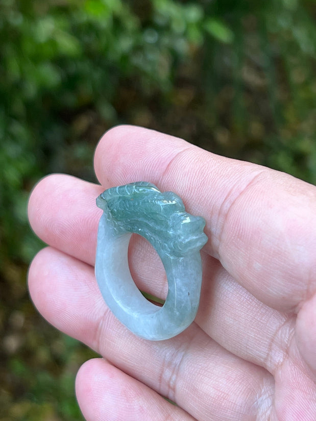Elegant and comfortable band of Size US 8 natural Grade A jadeite statement ring JDR008