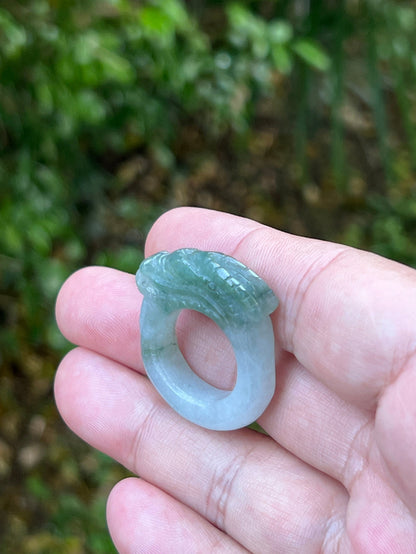 Elegant and comfortable band of Size US 8 natural Grade A jadeite statement ring JDR008