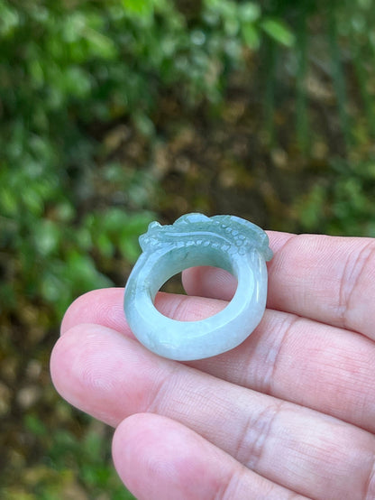 Elegant and comfortable band of Size US 8 natural Grade A jadeite statement ring JDR008