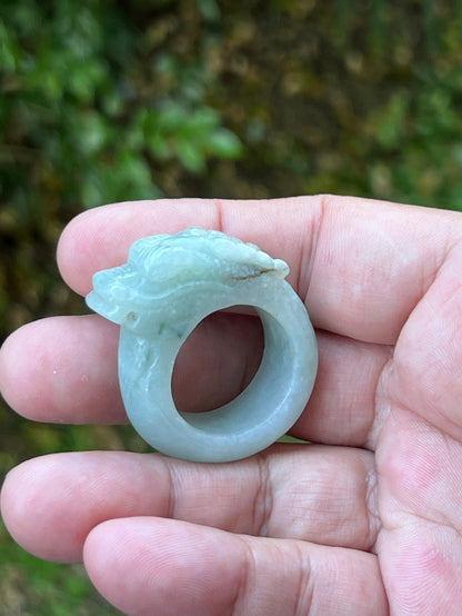 Bold, thick, and heavy statement band of Size US 12.75 natural Grade A jadeite ring JDR003