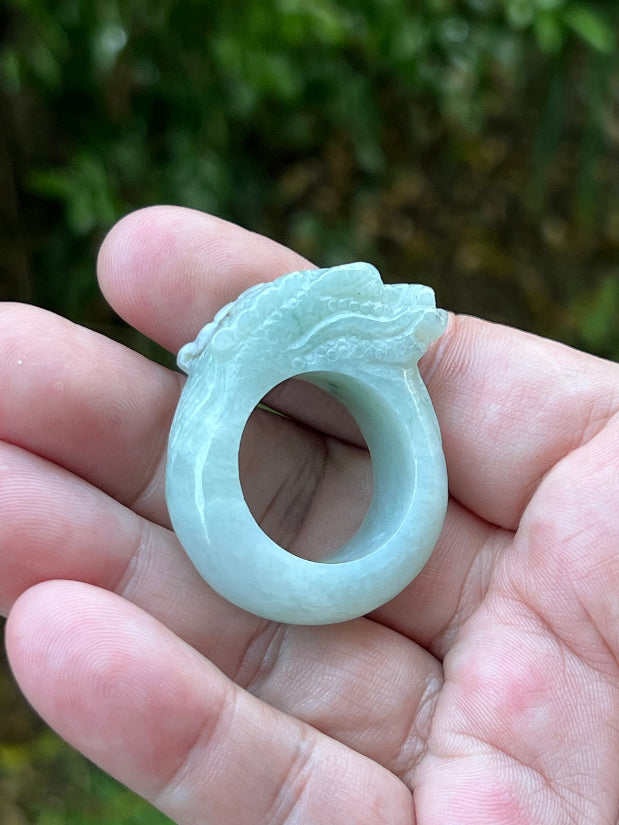 Bold, thick, and heavy statement band of Size US 12.75 natural Grade A jadeite ring JDR003