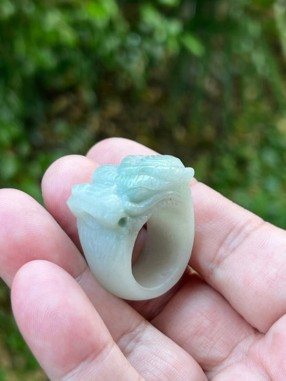 Bold, thick, and solid statement band of Size US 9.25 natural Grade A jadeite ring JDR004