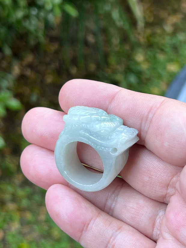 Bold, thick, and solid statement band of Size US 9.25 natural Grade A jadeite ring JDR004