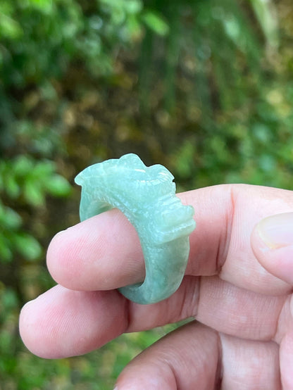 Thick, solid, and heavy statement band of Size US 12.5 natural Grade A jadeite ring JDR006