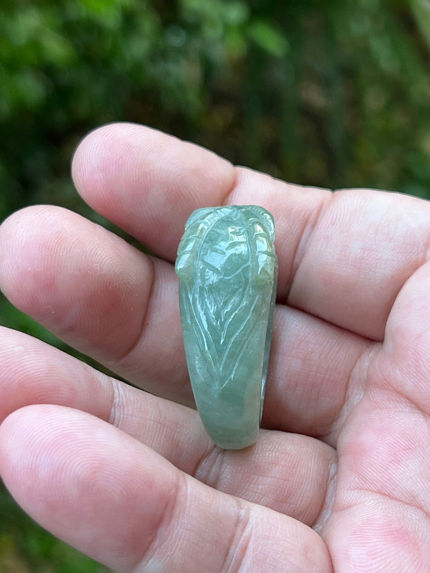 Thick, heavy, and solid statement band of Size US 12.5 natural Grade A jadeite ring JDR007