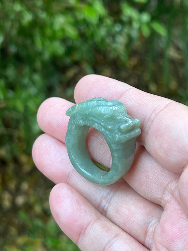 Thick, heavy, and solid statement band of Size US 12.5 natural Grade A jadeite ring JDR007