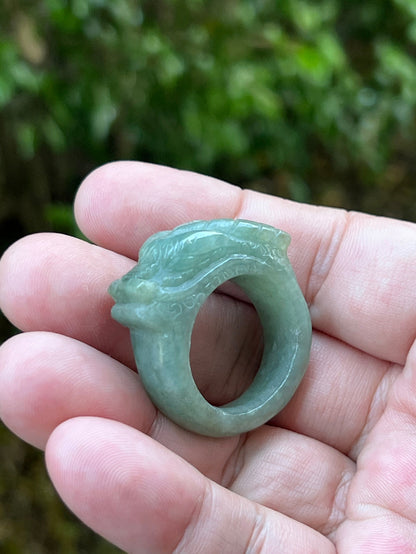 Thick, heavy, and solid statement band of Size US 12.5 natural Grade A jadeite ring JDR007