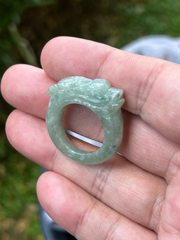 Slim and lightweight band of Size US 9.75 natural Grade A jadeite ring JDR011