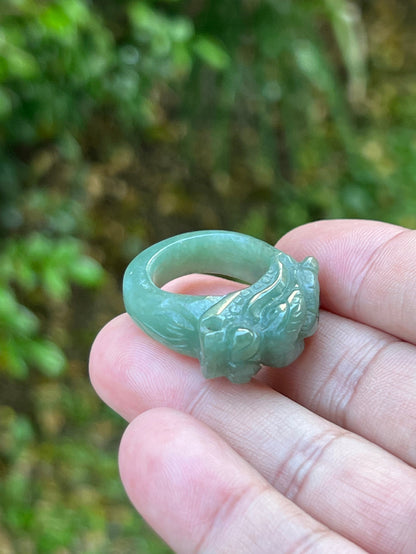 Bold, thick statement band of Size US 9 natural Grade A jadeite ring JDR001