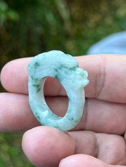 Solid statement band of Size US 9.5 natural Grade A jadeite ring JDR005