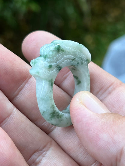 Solid statement band of Size US 9.5 natural Grade A jadeite ring JDR005