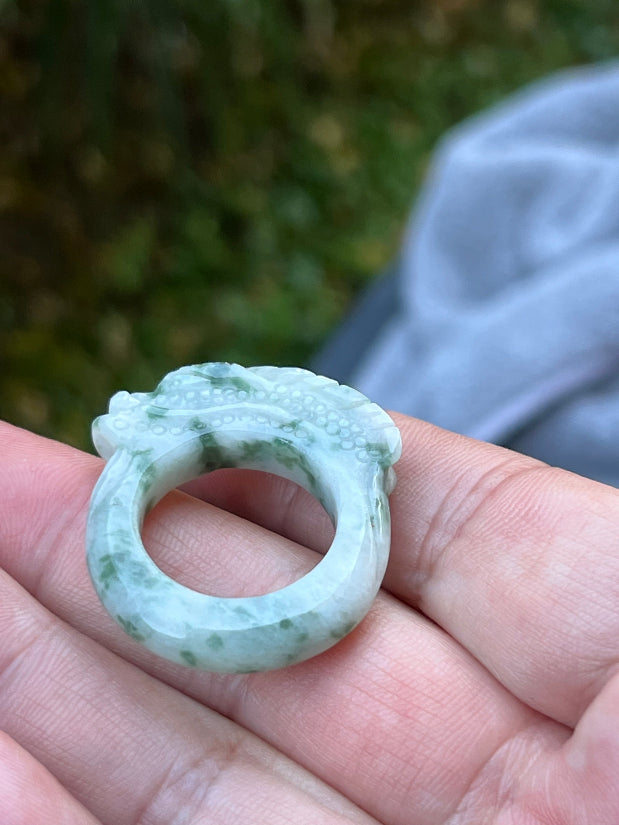 Solid statement band of Size US 9.5 natural Grade A jadeite ring JDR005