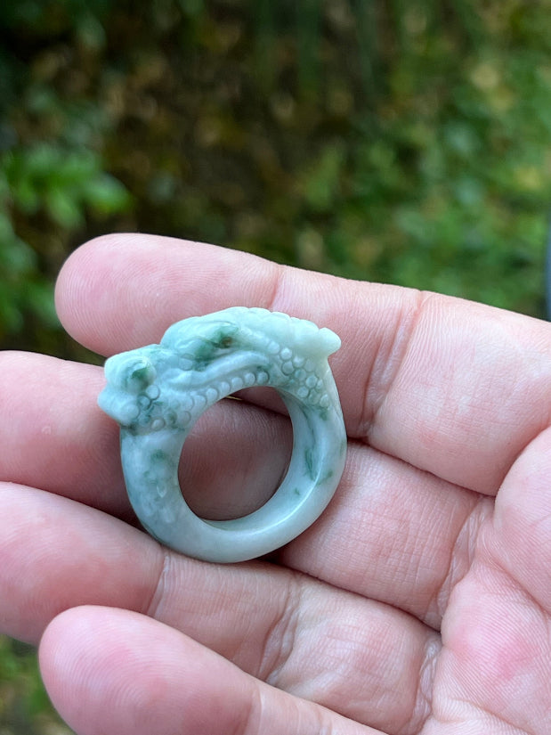 Thick and solid statement band of Size US 9.25 natural Grade A jadeite ring JDR002