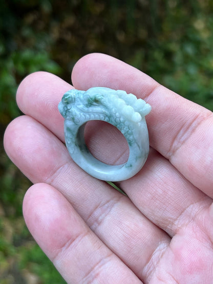Thick and solid statement band of Size US 9.25 natural Grade A jadeite ring JDR002
