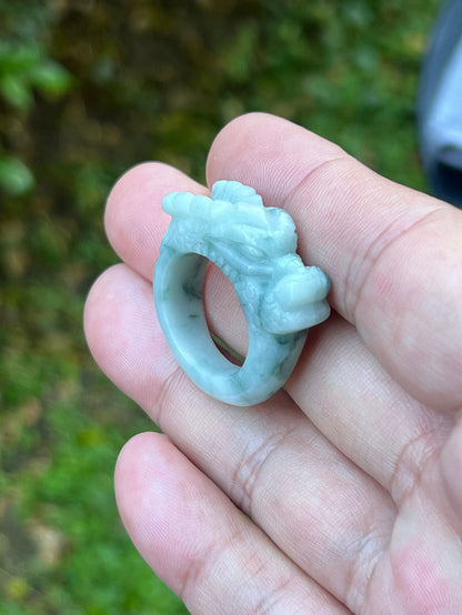 Thick and solid statement band of Size US 9.25 natural Grade A jadeite ring JDR002