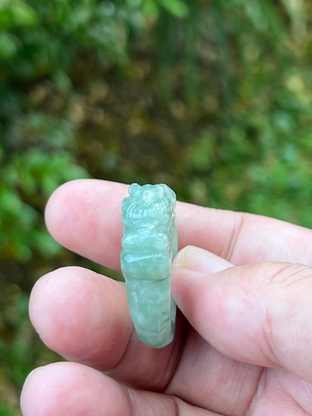 Solid medium-thick statement band of Size US 9.75 natural Grade A jadeite ring JDR009