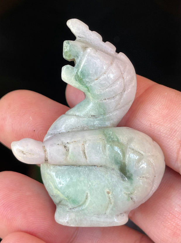 Icy Imperial and Apple Green Jadeite Dragon Sculpture