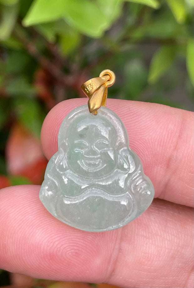 Untreated Type A Burmese jade pendant showing vitreous luster with beautiful icy imperial green colors
